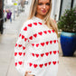 Be Mine White Jacquard Heart Stripe Pullover Sweater