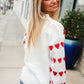 Be Mine White Jacquard Heart Stripe Pullover Sweater