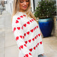 Be Mine White Jacquard Heart Stripe Pullover Sweater