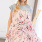 Blush Floral Crinkle Rayon & Terry Babydoll Tiered Dress