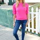 Pretty In Pink Mock Neck With Back Ribbon Bow Tie Sweater Top