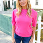 Pretty In Pink Mock Neck With Back Ribbon Bow Tie Sweater Top