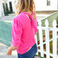 Pretty In Pink Mock Neck With Back Ribbon Bow Tie Sweater Top