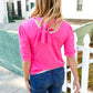 Pretty In Pink Mock Neck With Back Ribbon Bow Tie Sweater Top