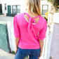 Pretty In Pink Mock Neck With Back Ribbon Bow Tie Sweater Top