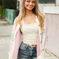 All For Love Ivory Jacquard Vertical Floral Button Down Cardigan