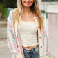 All For Love Ivory Jacquard Vertical Floral Button Down Cardigan