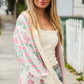 All For Love Ivory Jacquard Vertical Floral Button Down Cardigan