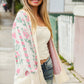 All For Love Ivory Jacquard Vertical Floral Button Down Cardigan