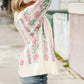 All For Love Ivory Jacquard Vertical Floral Button Down Cardigan