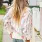 All For Love Ivory Jacquard Vertical Floral Button Down Cardigan