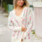 All For Love Ivory Jacquard Vertical Floral Button Down Cardigan