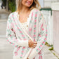 All For Love Ivory Jacquard Vertical Floral Button Down Cardigan