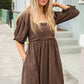 Find Love Chocolate Animal Square Neck Tie Back Babydoll Dress