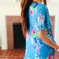 Feeling Playful Blue Floral Ruffle Sleeve & Hem Tunic Top