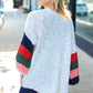 Weekend Ready Ivory Multicolor Mixed Thread Bubble Sleeve Cardigan