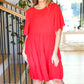 Feeling Bold Red Woven Panel Tiered Fluter Sleeve Dress