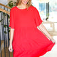 Feeling Bold Red Woven Panel Tiered Fluter Sleeve Dress