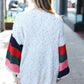 Weekend Ready Ivory Multicolor Mixed Thread Bubble Sleeve Cardigan