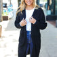 Everyday Black Striped Knit Open Cardigan