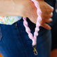 Baby Pink Hand Woven Braid Wristlet Keychain