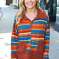 Casual Living Rust & Teal Striped Two Tone Knit Pocketed Top