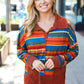 Casual Living Rust & Teal Striped Two Tone Knit Pocketed Top