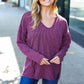 Eyes On You Wine Mineral Wash Rib Notch Neck Pocketed Top