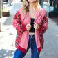 Adorable in Marsala Plaid Color Block Zipper French Terry Hoodie