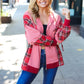 Adorable in Marsala Plaid Color Block Zipper French Terry Hoodie