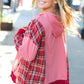 Adorable in Marsala Plaid Color Block Zipper French Terry Hoodie