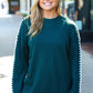 Fall Vibes Hunter Green Rib Knit Large Stitch Oversized Sweater