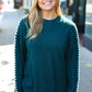 Fall Vibes Hunter Green Rib Knit Large Stitch Oversized Sweater