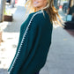 Fall Vibes Hunter Green Rib Knit Large Stitch Oversized Sweater