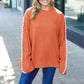 Fall Vibes Rust Rib Knit Large Stitch Oversized Sweater