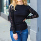 Can't Help But Love Black Shirred Velvet Mesh Blouse