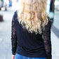 Can't Help But Love Black Shirred Velvet Mesh Blouse