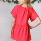 Cherry Red Babydoll Button Down Raglan Woven Top