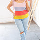 Pink/Lavender Waffle Thermal Color Block Slim Fit Top