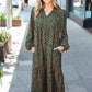 Beautiful You Hunter Green Floral Print Notched Neck Tiered Maxi Dress