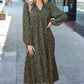 Beautiful You Hunter Green Floral Print Notched Neck Tiered Maxi Dress