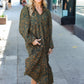 Beautiful You Hunter Green Floral Print Notched Neck Tiered Maxi Dress