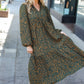 Beautiful You Hunter Green Floral Print Notched Neck Tiered Maxi Dress