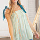 Boho Frill & Sash Shoulder Tie Elastic Yoke Top