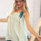 Boho Frill & Sash Shoulder Tie Elastic Yoke Top