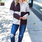 Cozy Up Brown Color Block Collared Zip Up Sweater