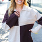 Cozy Up Brown Color Block Collared Zip Up Sweater