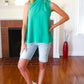 Be Your Best Emerald Smocked Neck Woven Sleeveless Top