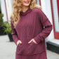 A New Day Burgundy Mineral Wash Rib Knit Hoodie