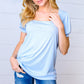 Light Blue Wide Rib Puff Sleeve Top